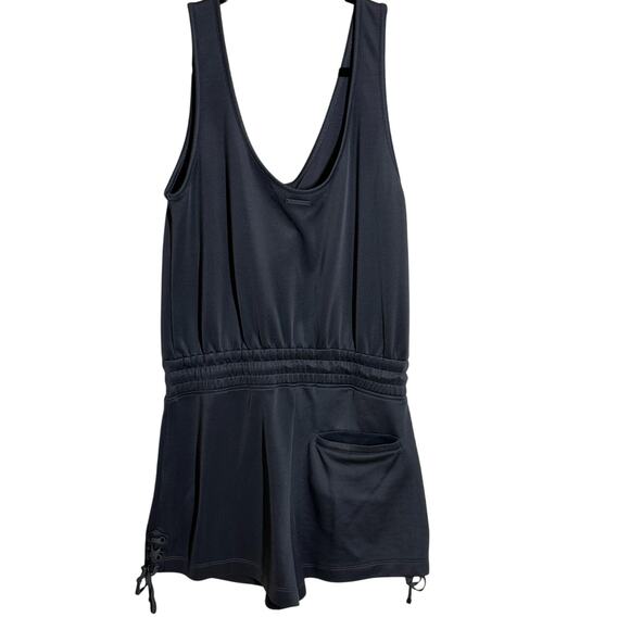 Blanc Noir Lace Up Gray Romper Sz M - Picture 3 of 12